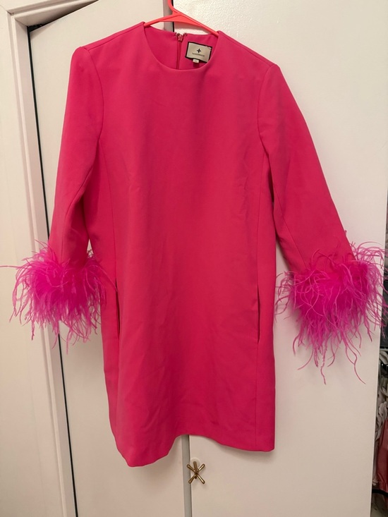 Tuckernuck Mod Mary Hot Pink Feather-Cuff Shift Dress - Women - Picture 6 of 8